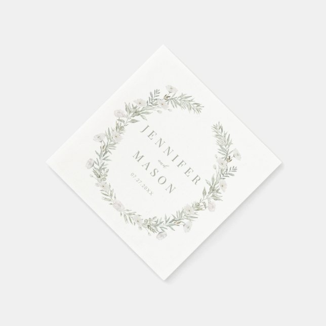 Eucalyptus Wreath Floral Wedding Paper Napkins Serviette (Ecke)