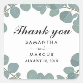 Eucalyptus Wreath Greenerenerity Wedding Vielen Da Quadratischer Aufkleber