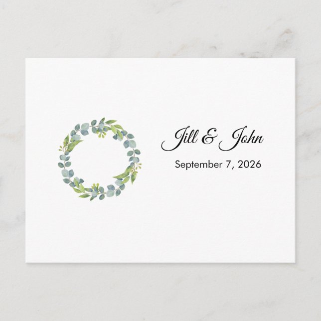 Eucalyptus Wreath Landscape Wedding Guest Book Postkarte (Vorderseite)