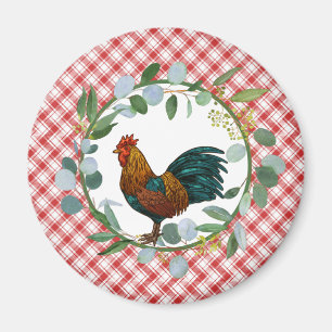 Eucalyptus Wreath & Rooster Farmhouse Magnet