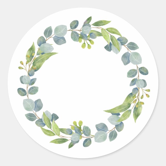 Eucalyptus Wreath Wedding Envelope Seals-Set Of 20 Runder Aufkleber (Vorderseite)