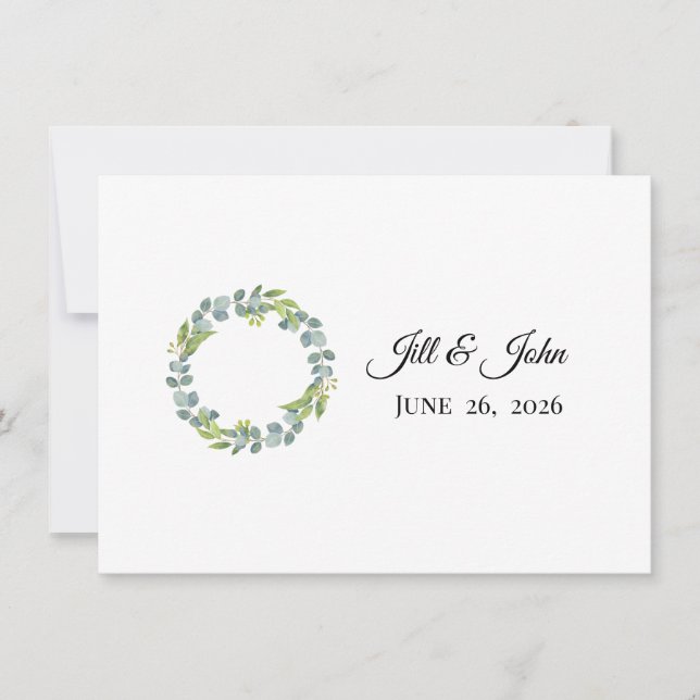 Eucalyptus Wreath Wedding Invitation Stationery Mitteilungskarte (Vorderseite)
