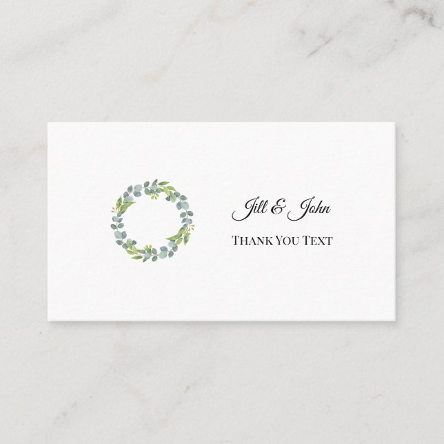Eucalyptus Wreath Wedding Thank You Card Visitenkarte (Vorderseite)