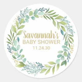 Eucalyptys Greenery Baby Shower Sticker