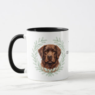 Euchalyptus-Kranz Chocolate Lab Hund Monogramm Tasse