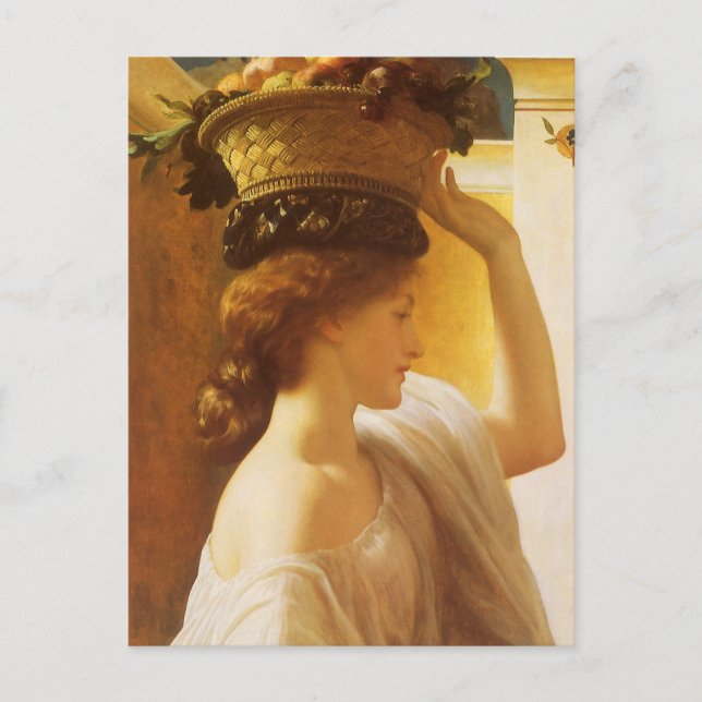 Eucharis - Mädchen mit einem Obstkorb von Leighton Postkarte (Vorderseite)