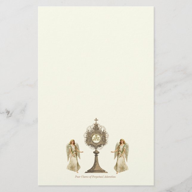 Eucharistischer Monstrance mit Chalice und Angels Briefpapier (Vorderseite)