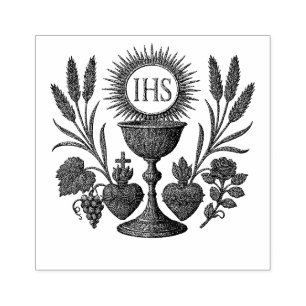 Eucharistisches Chalice und IHS Erste Kommune Gummistempel