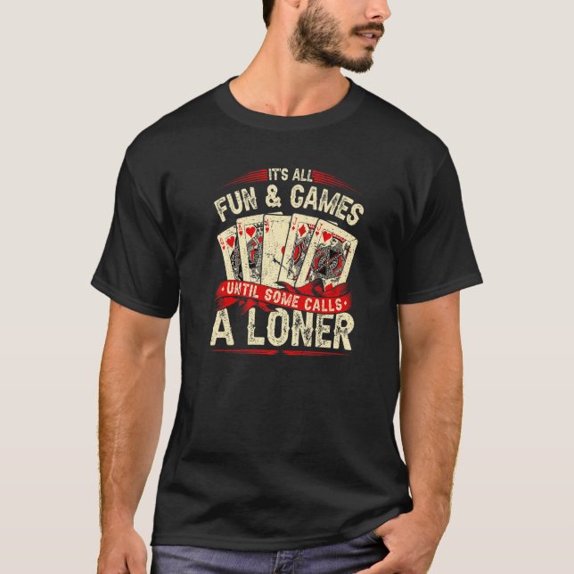 Euchre Card Game, nennen Sie einen längeren, lusti T-Shirt (Vorderseite)