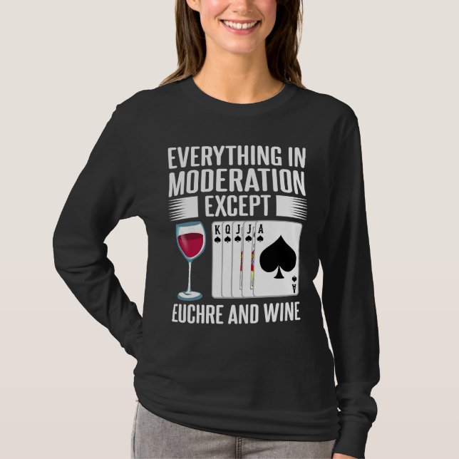 Euchre Card Game Player Wine T-Shirt (Vorderseite)