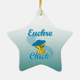 Euchre Chick #3 Keramik Ornament