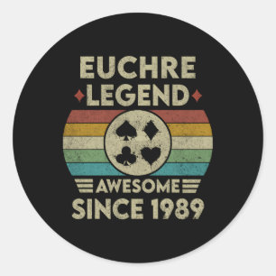 Euchre Legend 33 Phantastisch seit 1989 Euchre Runder Aufkleber