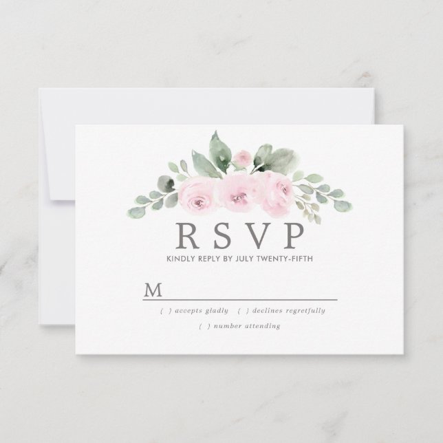 Euclyptus Pink Floral Wedding RSVP (Vorderseite)