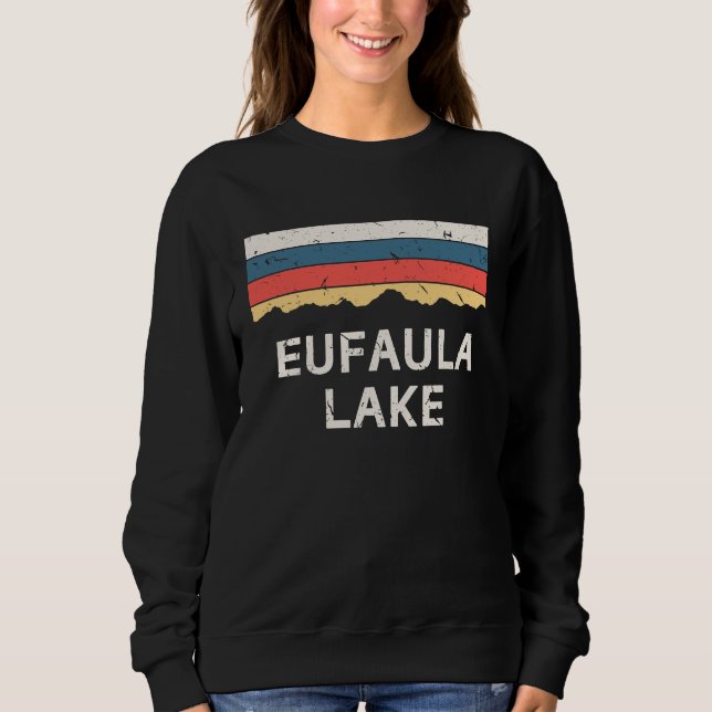 Eufaula Lake Souvenir Fishing Retro Map  Oklahoma Sweatshirt (Vorderseite)
