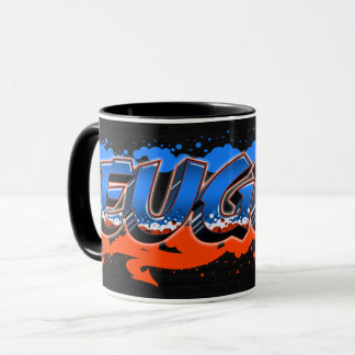Eugen Vorname Name Graffiti blue orange Tasse
