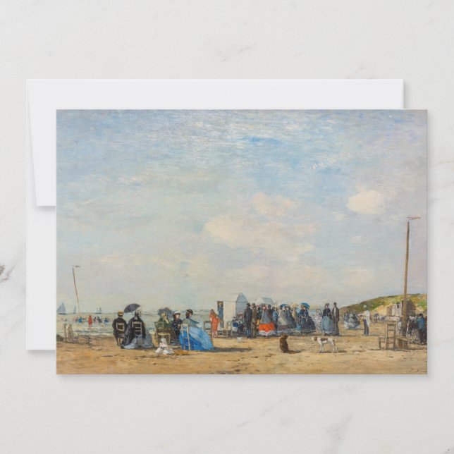Eugene Boudin - Ansammlung am Strand Dankeskarte (Vorderseite)