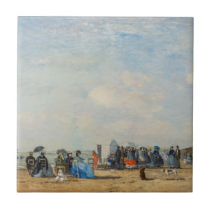 Eugene Boudin - Ansammlung am Strand Fliese