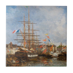 Eugene Boudin - Festival im Hafen von Honfleur Fliese