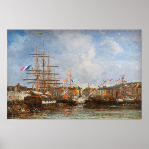 Eugene Boudin - Festival im Hafen von Honfleur Poster