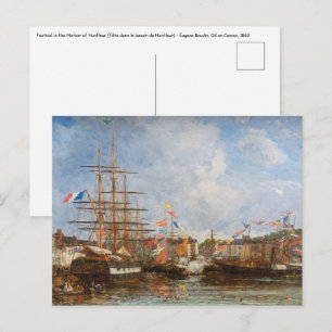 Eugene Boudin - Festival im Hafen von Honfleur Postkarte