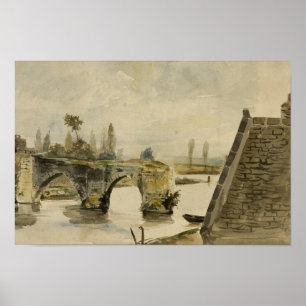 Eugene Delacroix - Die alte Brücke von Nantes Poster
