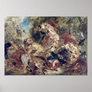 Eugène Delacroix Die Löwenjagd Poster