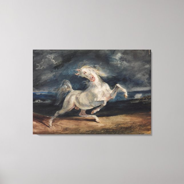 Eugene Delacroix Horse erschreckt vom Blitz Leinwanddruck (Vorderseite)