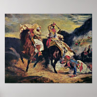 Eugene Delacroix - Kampf gegen Giaour und Pasha