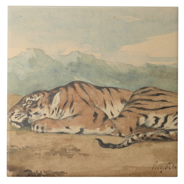 Eugene Delacroix - königlicher Tiger Fliese (Vorderseite)