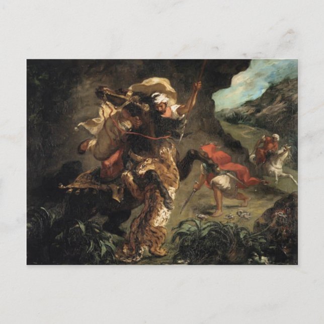Eugene Delacroix - Tiger Hunt Postkarte (Vorderseite)