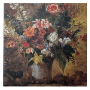 Eugene Delacroix Vintag Bouquet von Blume Fliese