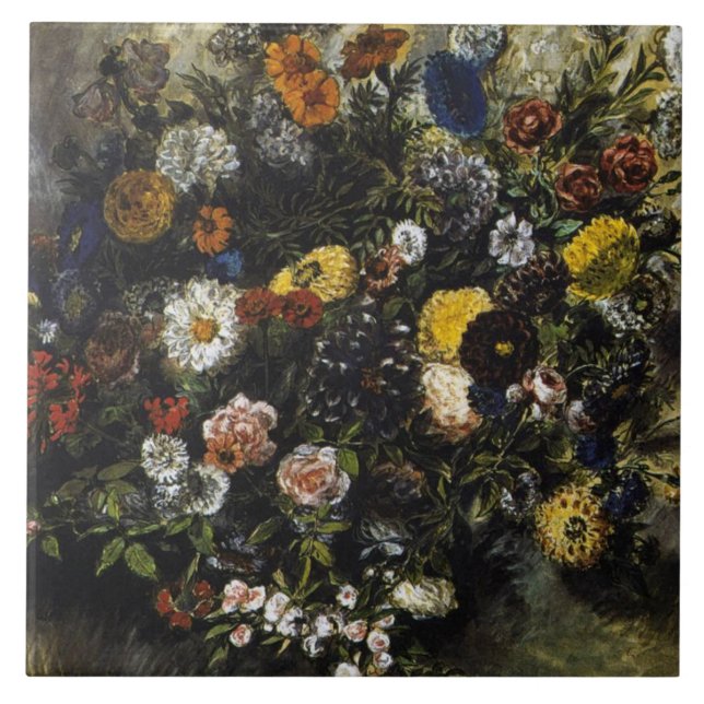 Eugene Delacroix Vintag Bouquet von Blume Fliese (Vorderseite)