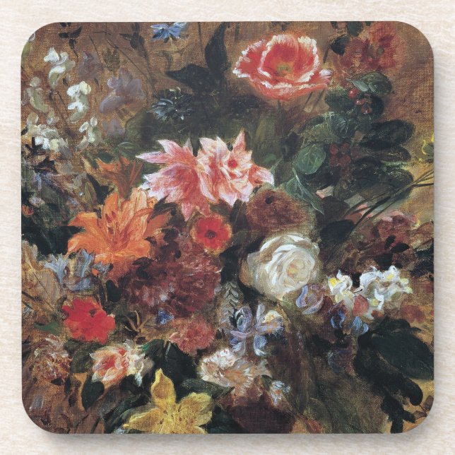 Eugene Delacroix Vintag Bouquet von Blume Getränkeuntersetzer (Vorderseite)