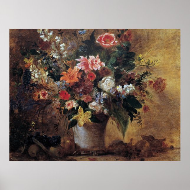 Eugene Delacroix Vintag Bouquet von Blume Poster (Vorne)