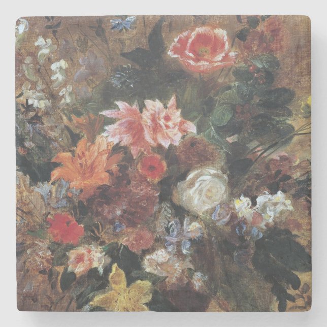 Eugene Delacroix Vintag Bouquet von Blume Steinuntersetzer (Vorderseite)