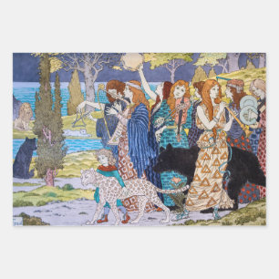 Eugene Grasset - Harmonisches Dekorationspanel Geschenkpapier Set