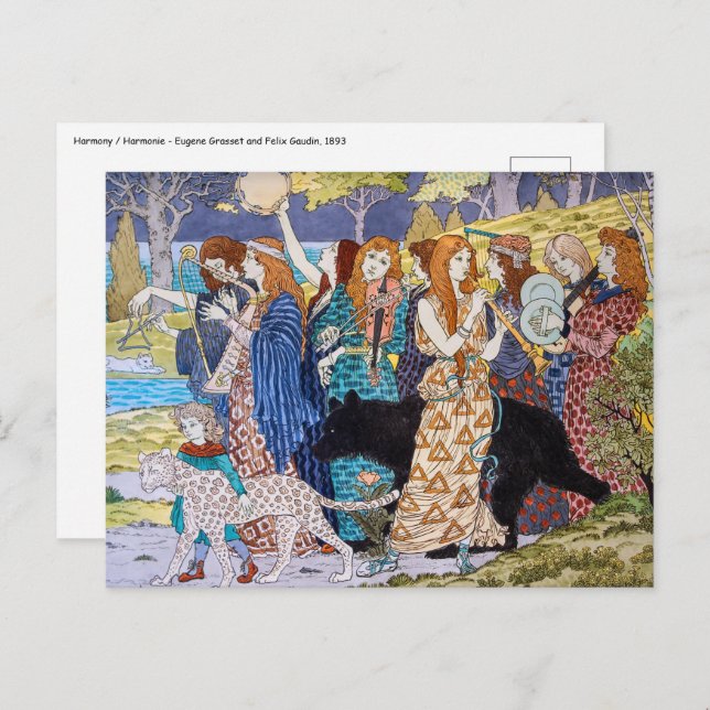 Eugene Grasset - Harmonisches Dekorationspanel Postkarte (Vorne/Hinten)