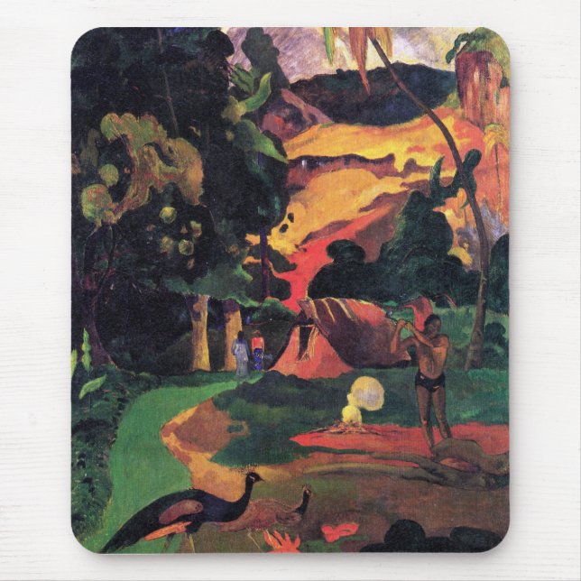 Eugène Henri Paul Gauguin - Landschaft mit Pfau Mousepad (Vorne)