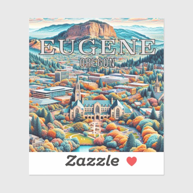 Eugene Oregon 3 Inch Vinyl Sticker (Blatt)