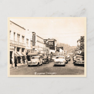 Eugene, Oregon alte Straßenatmosphäre 1950er Jahre Postkarte