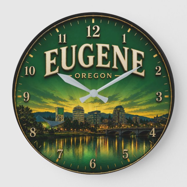 Eugene Oregon Große Wanduhr (Vorderseite)