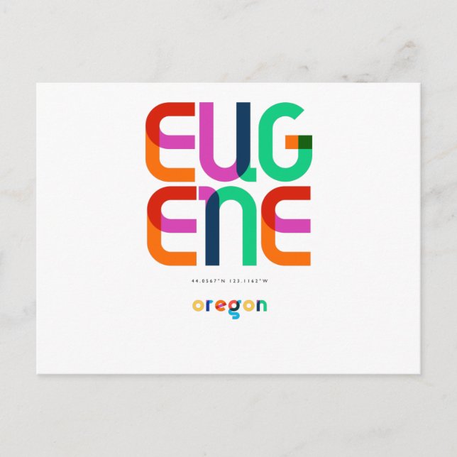 Eugene Oregon Mid Century, Pop Art, Postkarte (Vorderseite)