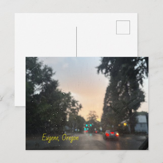Eugene Oregon Postcard Note Card Rainy Day Postkarte (Vorne/Hinten)