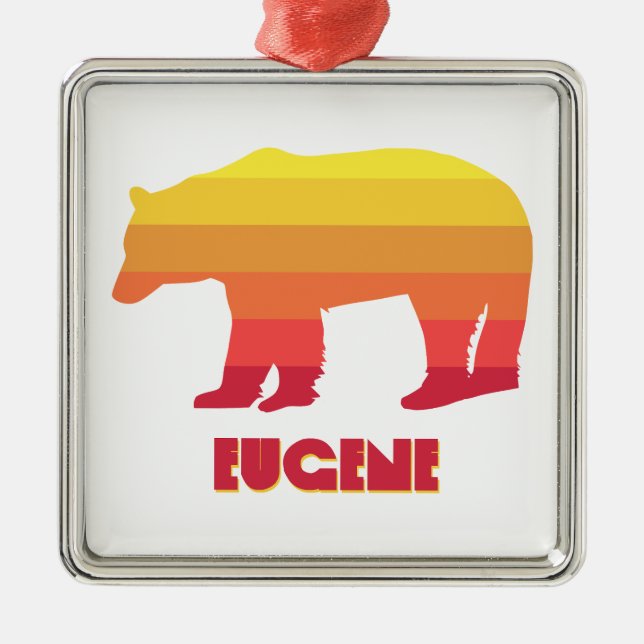 Eugene Oregon Rainbow Bear Ornament Aus Metall (Vorne)