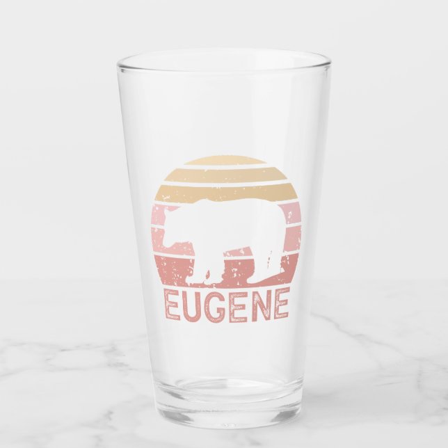 Eugene Oregon Retro Bär Glas (Vorderseite)