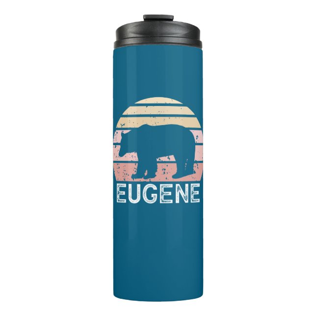 Eugene Oregon Retro Bär Thermosbecher (Vorderseite)