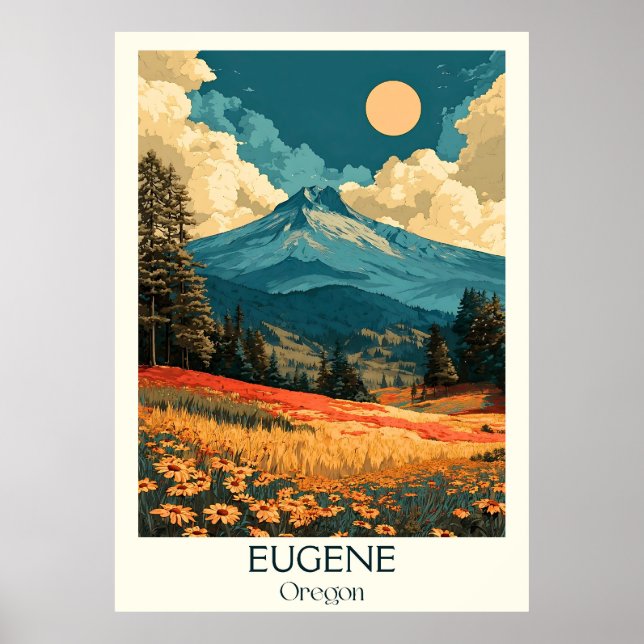 Eugene Oregon Vintag University Tovel Art Poster (Vorne)