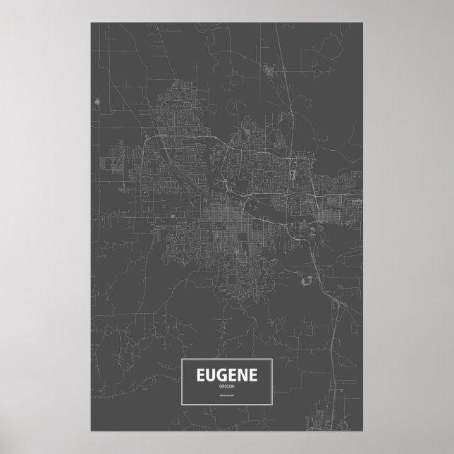 Eugene, Oregon (weiß auf schwarz) Poster (Vorne)