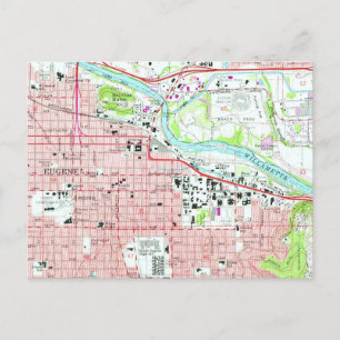 Eugene University of Oregon Vintag Map Postkarte