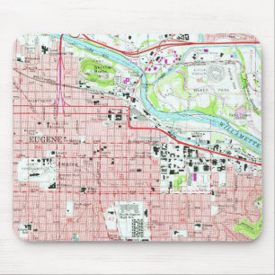 Eugene University of Oregon Vintage Karte Mousepad